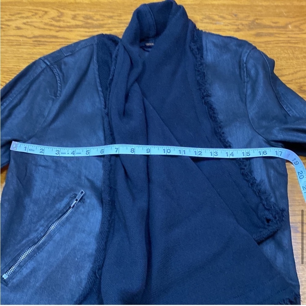 Free People Black Comb Open Waterfall Front Raw Trim Cotton Jacket Sz 6 ✌️❤️EUC‌ - Picture 16 of 16
